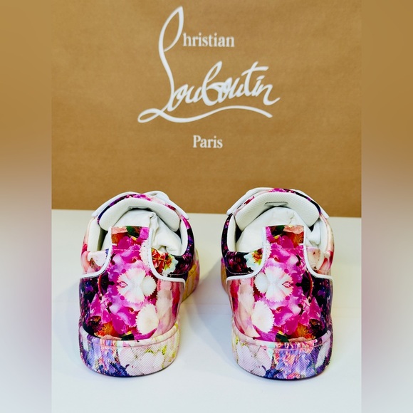 Christian Louboutin Junior Viera Orlato Flat Floral-print Satin Sneakers EU 43.5 - Picture 7 of 15